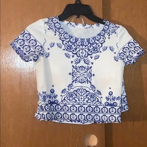 Matching blue and white set